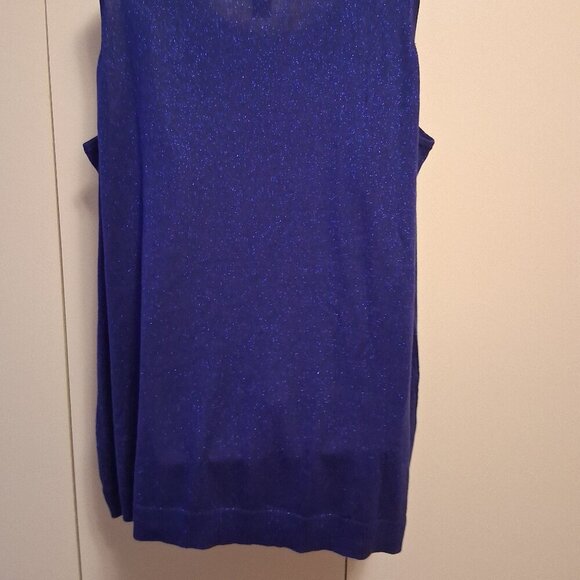 Catherines 3X 26/28 Tank Top Shirt Navy Blue Shimmer Sleeveless Knit Lightweight - Picture 4 of 5